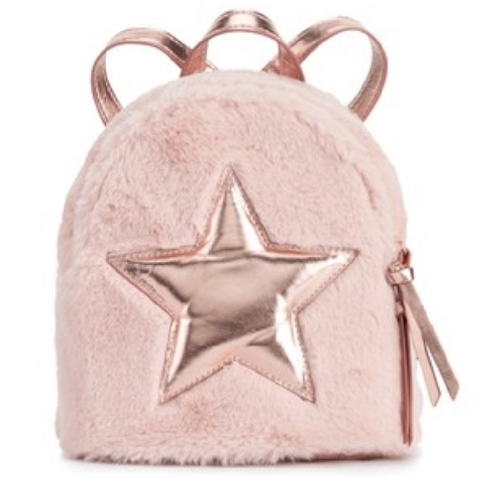 Plush pink mini backpack
